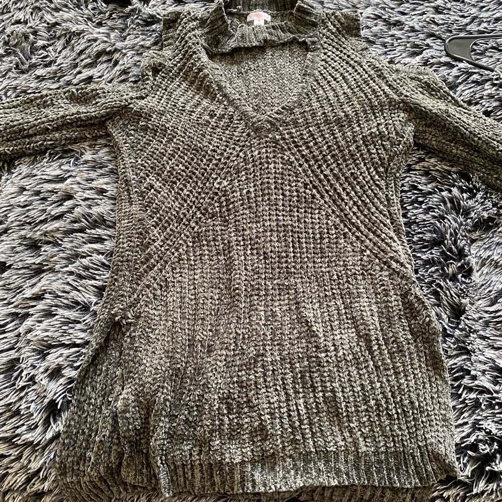 Green knitted sweater